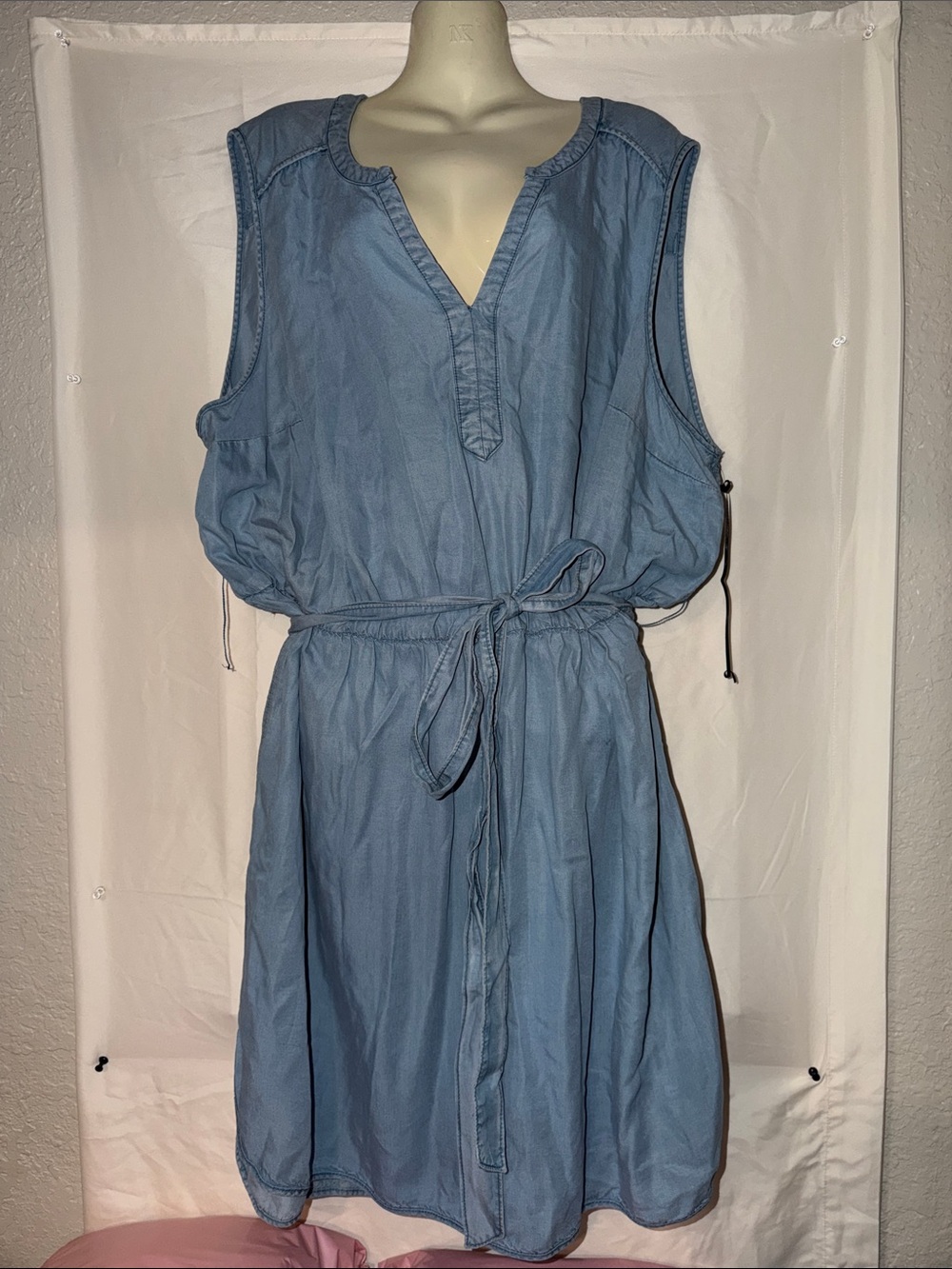 Ava & Viv Light Blue Sleeveless Midi Dress with belt